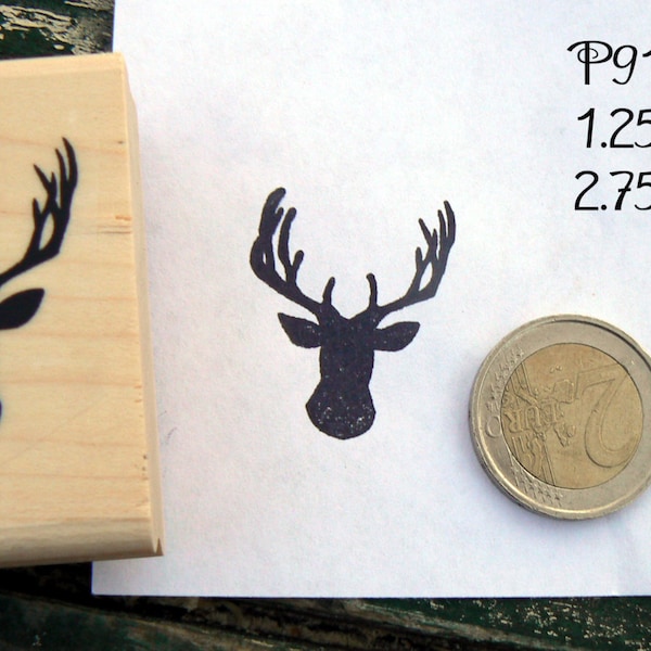 P91 Small deer head stag rubber stamp