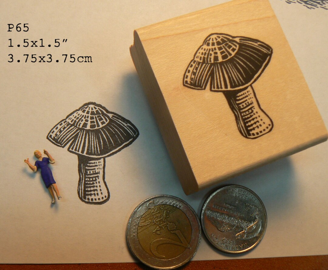 P65 Mushroom Scratch Art Rubber Stamp Etsy