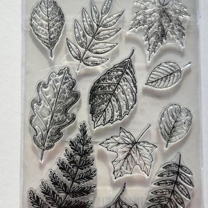 Leaves- fall- clear set rubber stamps- Un Mounted