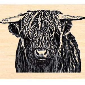 P126 Highlander Cow Rubber Stamp