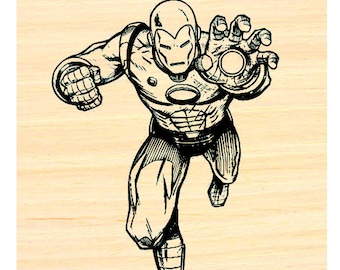 P54 Iron man  line art rubber stamp