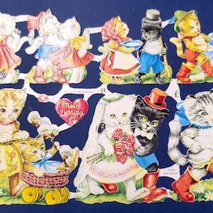Gatinhos vintage, gatos, recortes de papel - lindos recortes alemães, papel de relevo recortado 7033