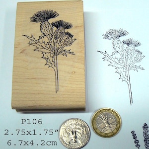 P106 Thistle flowers rubber stamp