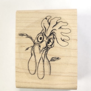 P126 Funny Rooster Rubber Stamp