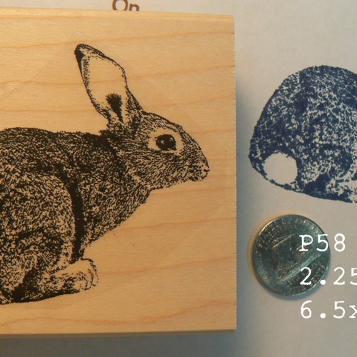 Bunny Looking Right RUBBER STAMP Bunny Stamp Rabbit Stamp Etsy
