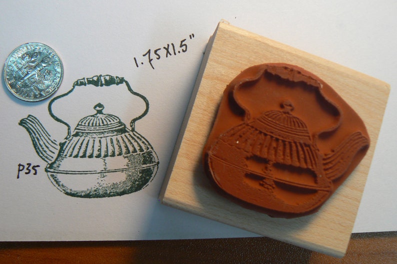 Teapot Rubber Stamp Vintage P35 Etsy