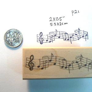 P21 musical notes rubber stamp WM