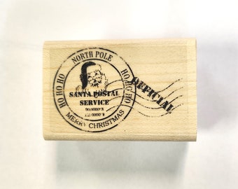 Santa Postmark with latitude - North Pole Ho Ho Ho rubber stamp P125