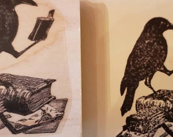 Crow Reading a Book Rubber Stamp P51 - Etsy