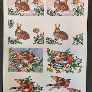 oiseaux et lapins vintage-découpe de papier art 3D-papier de fabrication de cartes de voeux