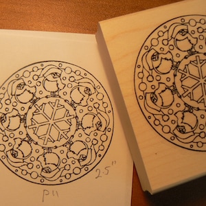 Rubberstempel pinguïns in mandala-stijl P11