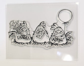 Happy Birthday Chickens clear stamp