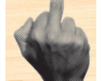 P141 Finger salute- Flipping the bird-  Rubber Stamp