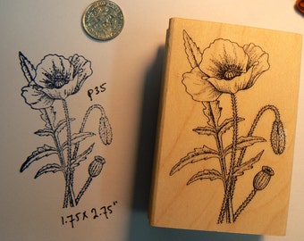 Poppy flowers rubber stamp P35