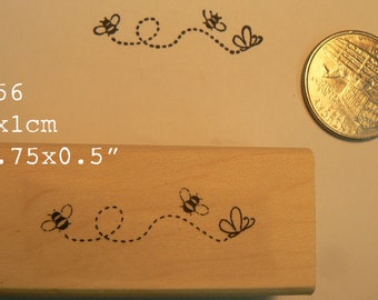 Bees and butterfly rubber stamp.P56