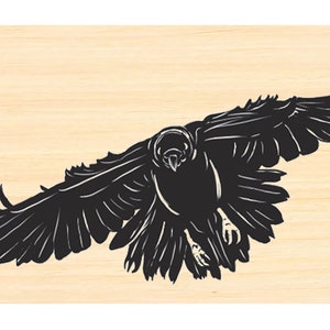 P141 Flying Crow Rubber Stamp