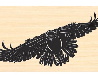 P141 Flying Crow Rubber Stamp