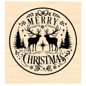 P141 Frohe Weihnachten Hirsch - Robbe- Stil Stempel