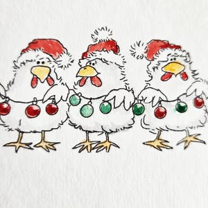 Caroling Chickens - Merry Christmas- Holiday Chickens UN mounted clear stamp