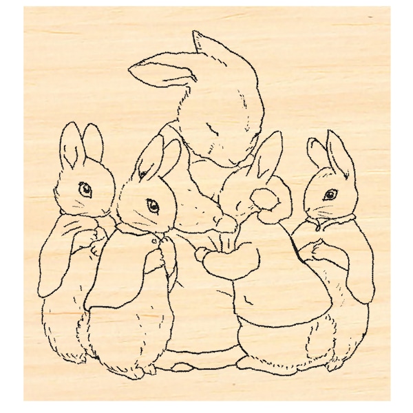 P128 -Peter Rabbit hugging mom- rubber stamp