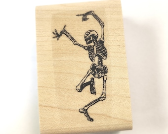 P39  Dancing skeleton rubber stamp WM