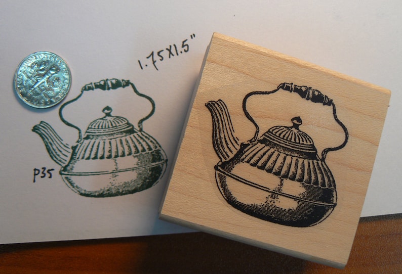 Teapot Rubber Stamp Vintage P35 Etsy