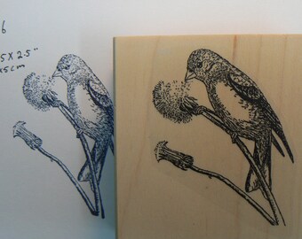 Bird on dandelion rubber stamp P16