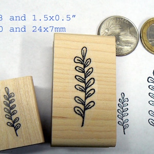 Q13 Miniature branch with leaves rubber stamps