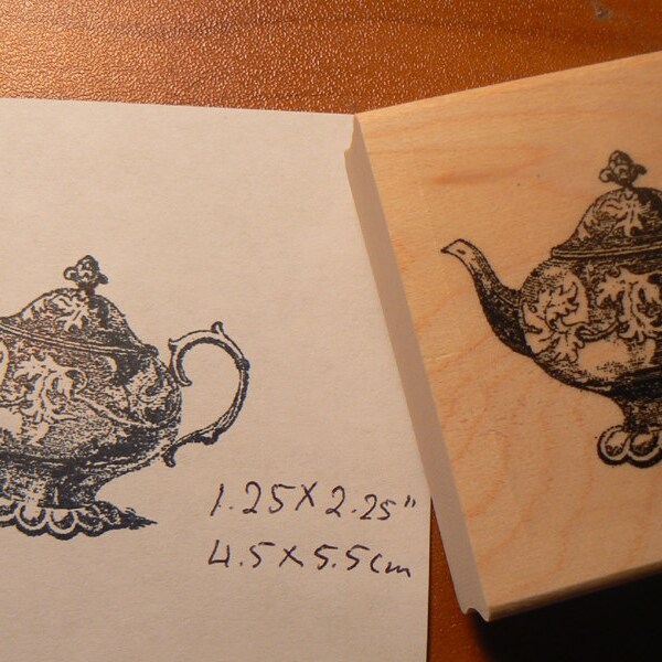 Teapot Rubber Stamp Etsy