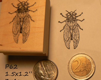 Cicada insect rubber stamp P60