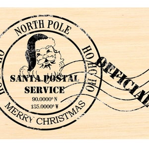 Santa Postmark  with latitude - North Pole Ho Ho Ho rubber stamp P125