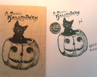 A merry Halloween rubber stamp WM P16