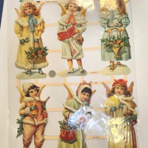 Troqueles de papel de ángeles antiguos: hermosos troqueles de papel de Alemania, papel con relieve 7347