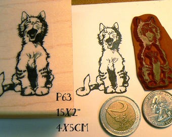 P63 Yawning kitten rubber stamp