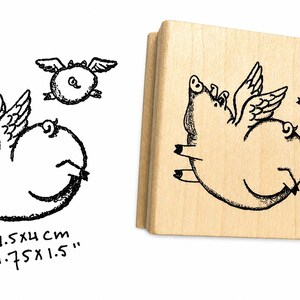 P46 Flying pigs rubber stamp WM