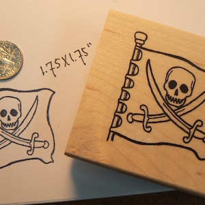 Pirate Jolly Roger Flag rubber stamp WM P10