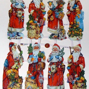 Pai Natal Vintage Papai Noel Cortes de papel - sucata alemã, papel cortado em relevo 7379