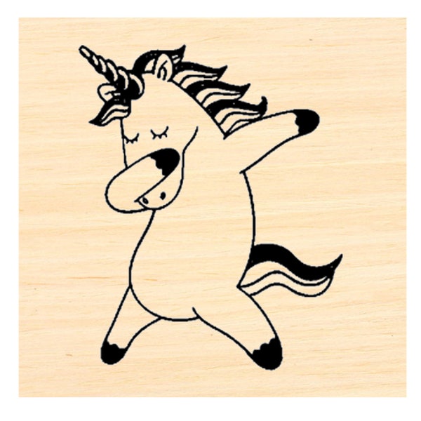 P124 Miniature Dancing unicorn rubber stamp