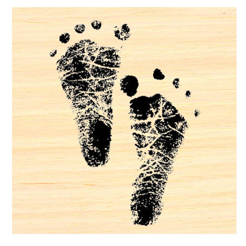 P3 baby foot prints large rubber stamp image 1