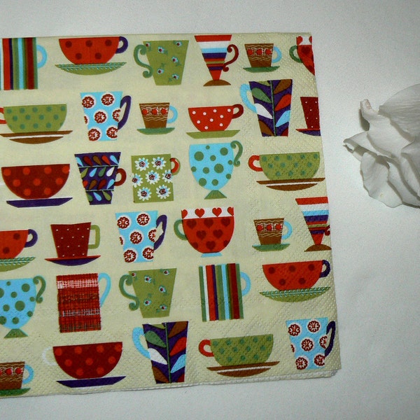 2  images Napkins from Holland teacups