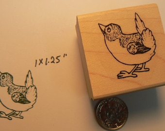 Little bird rubber stamp Wood Mounted P34