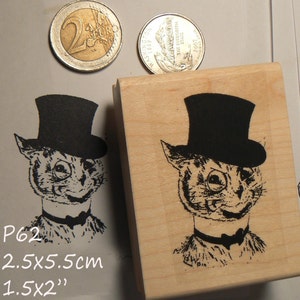 Katze mit Zylinder Stempel P60