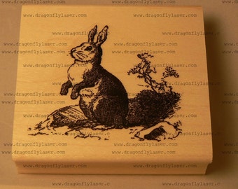 P39 Vintage style bunny rubber stamp