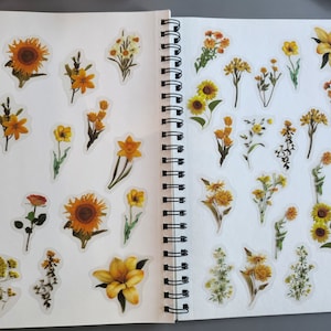 Floral stickers- Wildflowers -40- Yellow- flowers waterproof