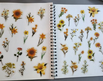 Floral stickers- Wildflowers -40- Yellow- flowers waterproof