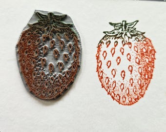Large sized Strawberry - Fruit- rubber stamp