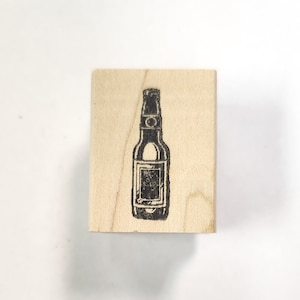 Beer bottle rubber stamp miniature P24