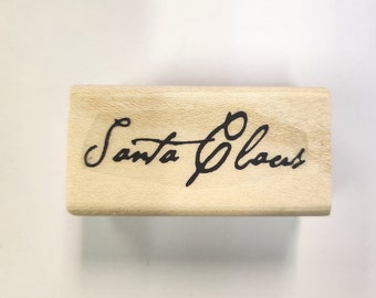P132 Santa Signature Rubber Stamp- Vintage styled