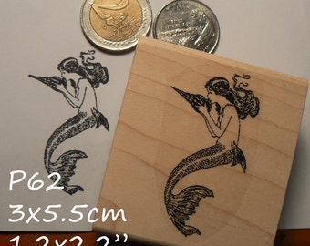 Mermaid rubber stamp P60