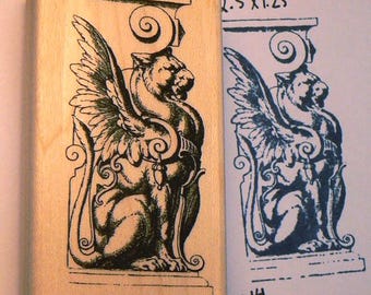 Gargoyle-Dragon Rubber Stamp WM P14